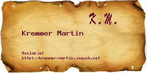 Kremmer Martin névjegykártya